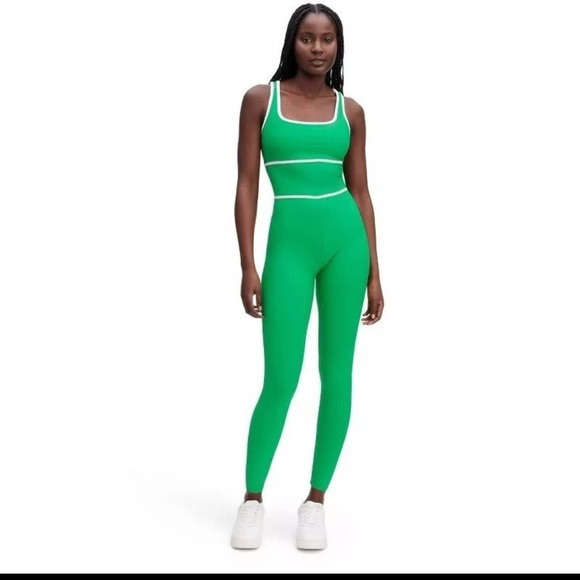 Diane Von Furstenberg For Target Green & White Racerback Full Length Bodysuit - Picture 2 of 5